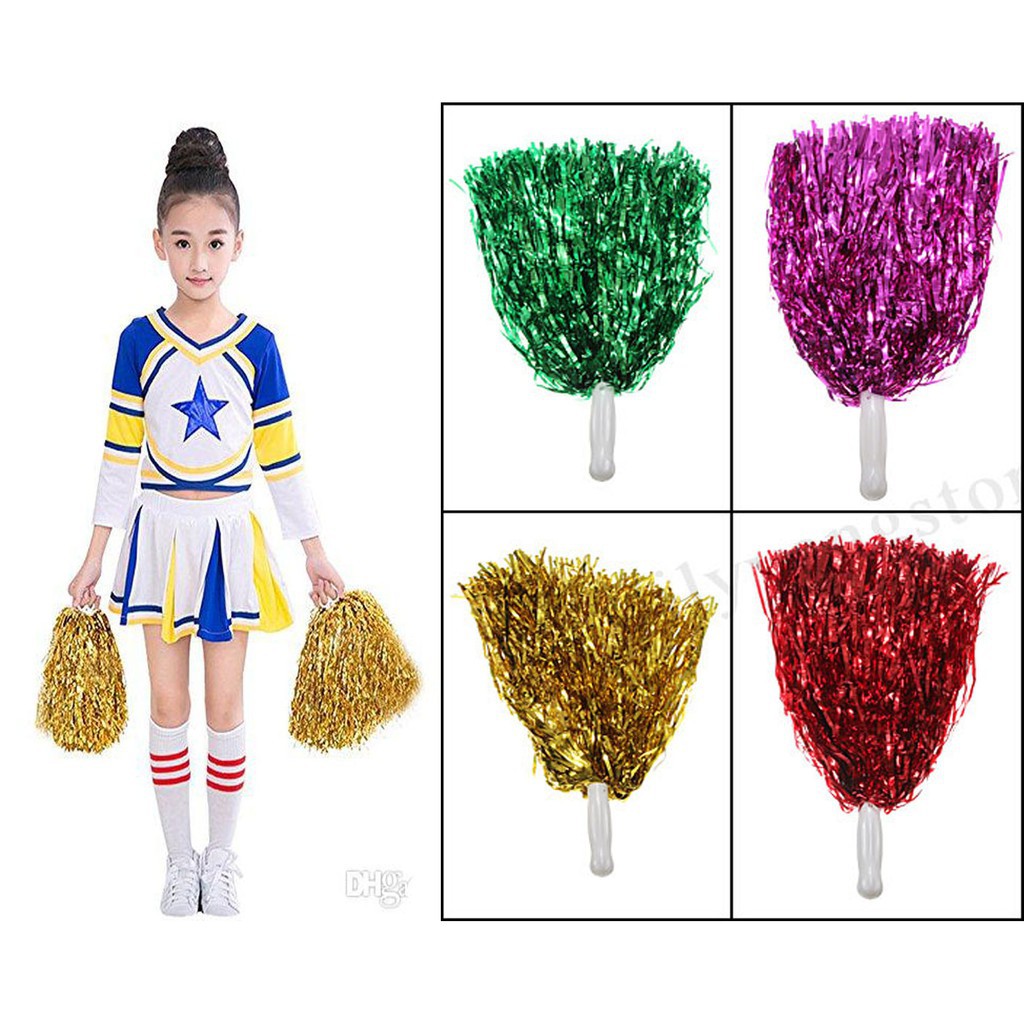 1 Pair Cheer Dance Girls Cheerleader Pom Poms Cheerleading Shopee Philippines