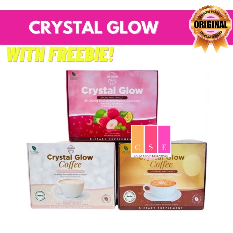 CRYSTAL GLOW POWDERED COLLAGEN DRINK LYCHEE CARAMEL MACCHIATO WHITE