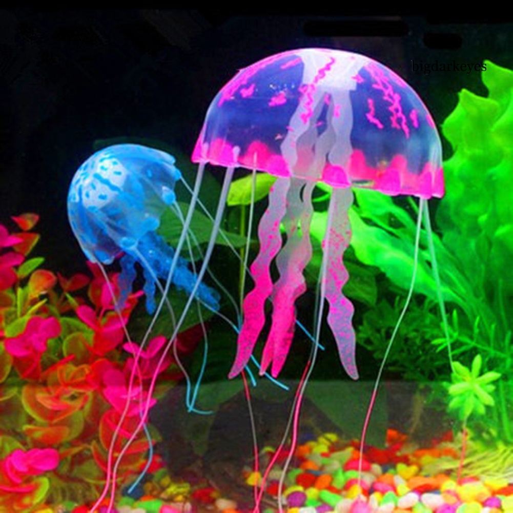 Aquarium Glowing Artificial Jellyfish Silicone Fish Tank Submarines Ornament #5
