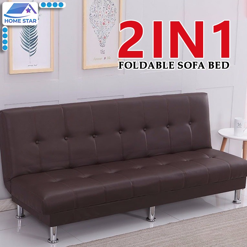 [READY STOCK] Foldable Sofabed Luxury Black Leather Sofa Living Room