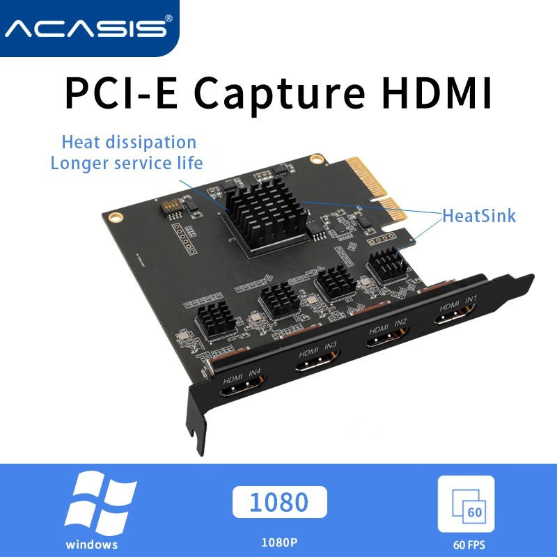 ACASIS 4 Channel Video Card HDMI PCIE Capture 1080p 60fps OBS Wirecast Live  Broadcast Streaming Adapter Quad Ports | Shopee Philippines