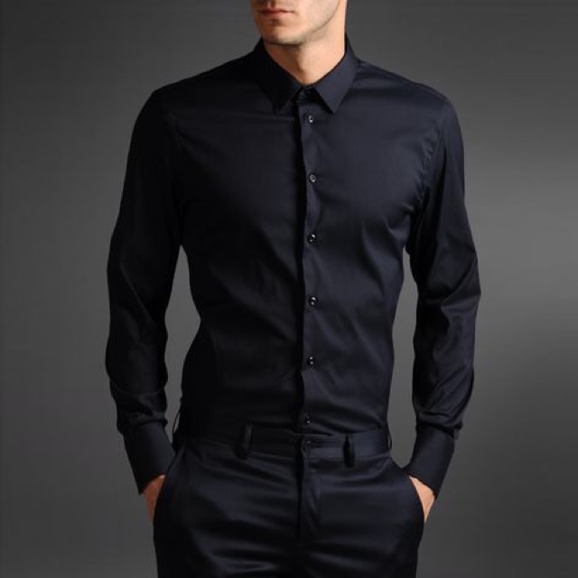 black long sleeve polo mens