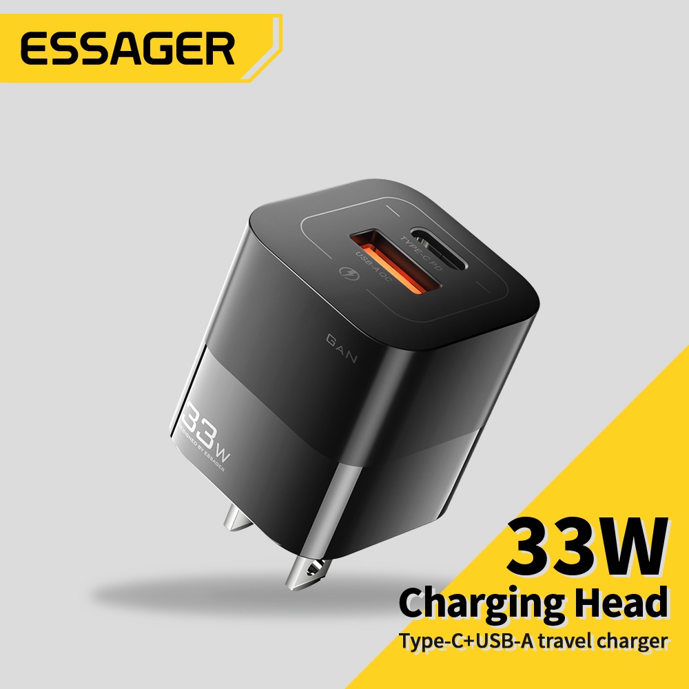 Essager 33W gan charger USB + type c charger fast charging support PD3