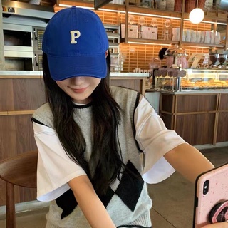 Korea P Letter Baseball Cap Showing Face Small Autumn Winter Personality Street Versatile Student Couple Trendy Hat Sun #1