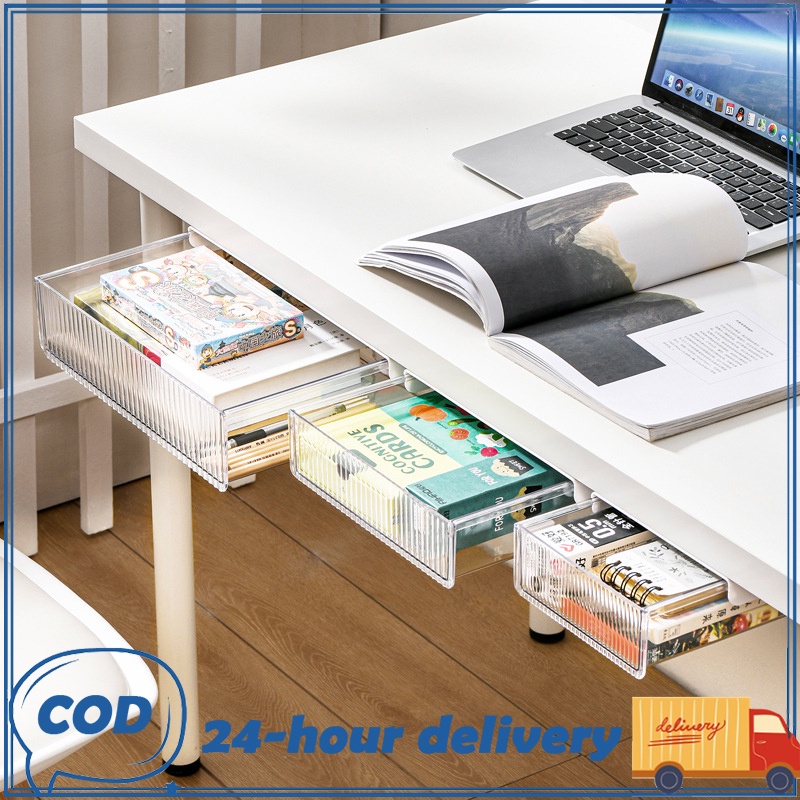 Desktop Mini Drawer Hidden Under Table Pull Out Storage Tray Office