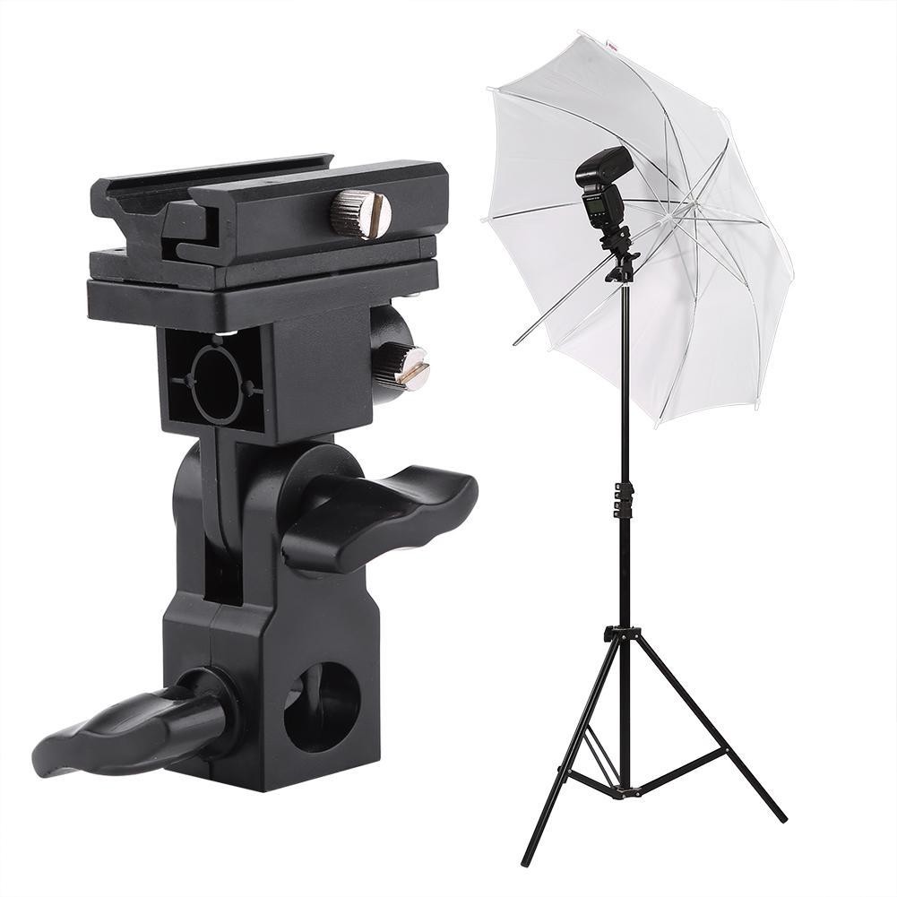 Swivel Flash Hot Shoe Umbrella Holder Light Bracket Stand Mount Adapter for Studio Light Type B 