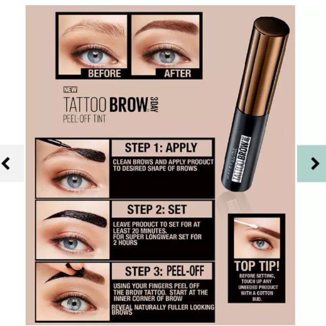 P599 00 Mall Price Maybelline Tattoo Eyebrows Gel Tint Dark Brown Shade Shopee Philippines