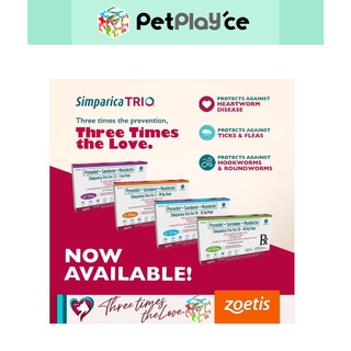 Simparica TRIO Anti Tick & Flea Chewable Tablet for Dog with Sticker Heartworm & Dewormer (Nexgard)