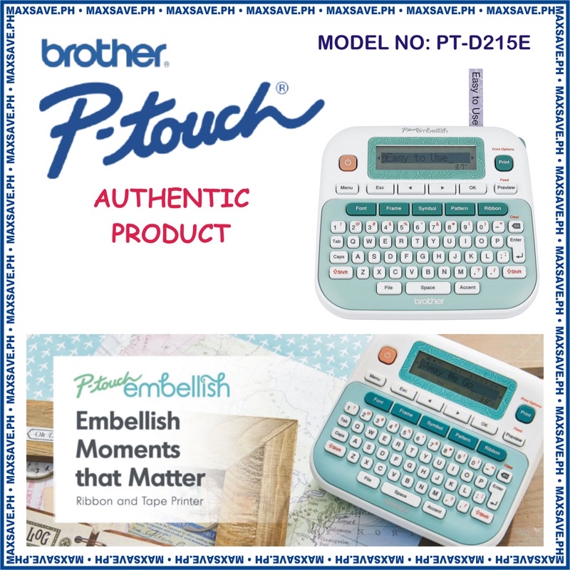 Brother P-touch Embellish Ribbon & Tape Label Printer Machine PTD215E for sale online 