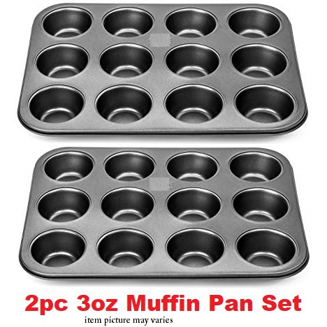 2pc 3oz Muffin Pan 12 Holes (BLACK) 10.5 X 13.5 INCH set | Shopee ...