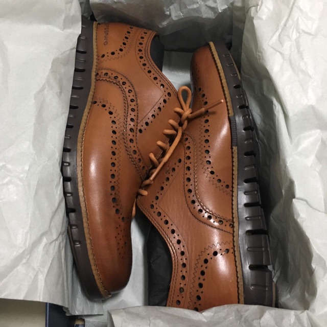 cole haan zerogrand wingtip oxford british tan java