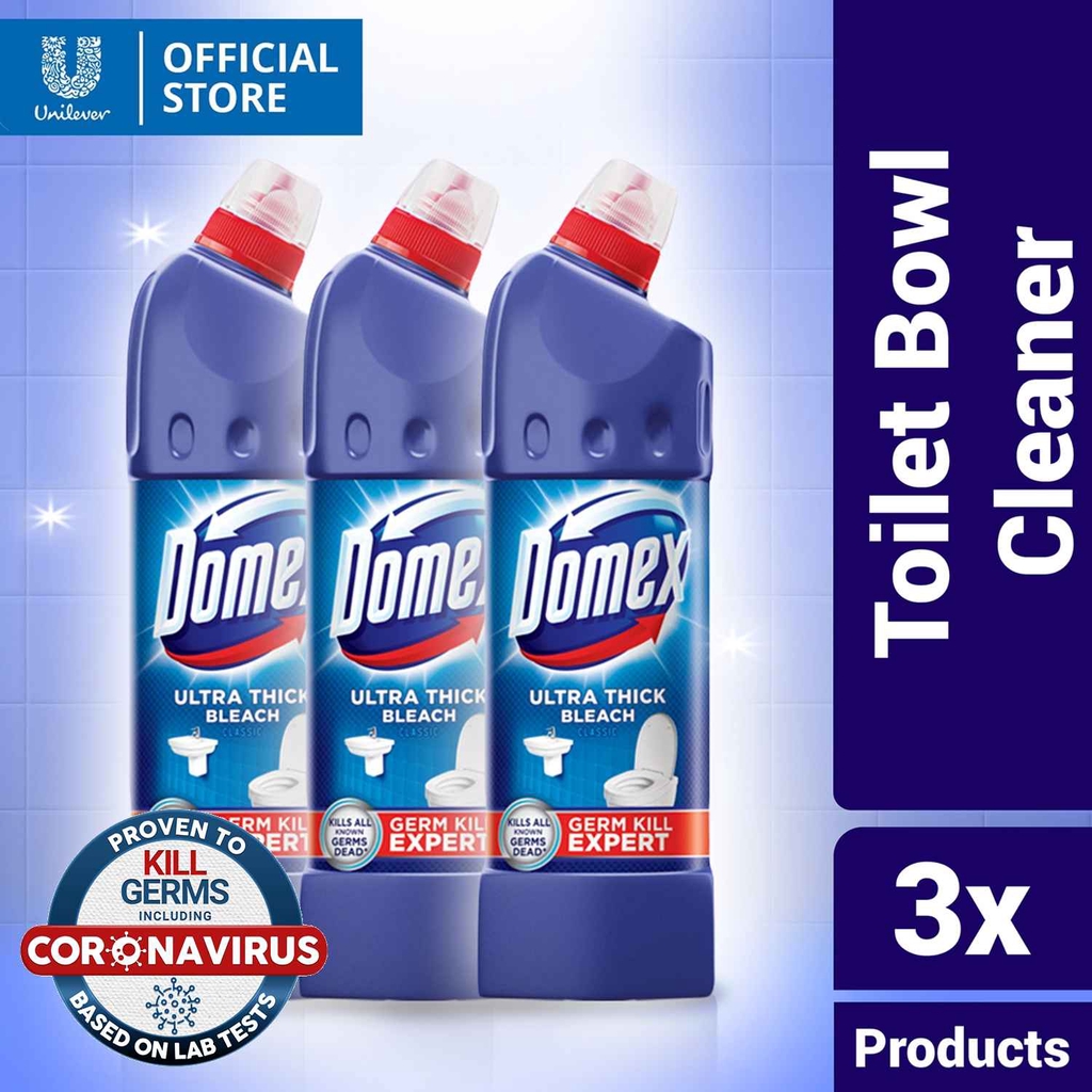 Domex Ultra Thick Bleach Toilet Cleaner Classic Antibacterial 500ml x3