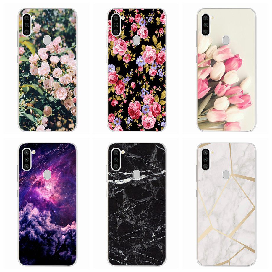 Samsung Galaxy A11 Case Soft Silicone TPU Flower Marble Printed Phone