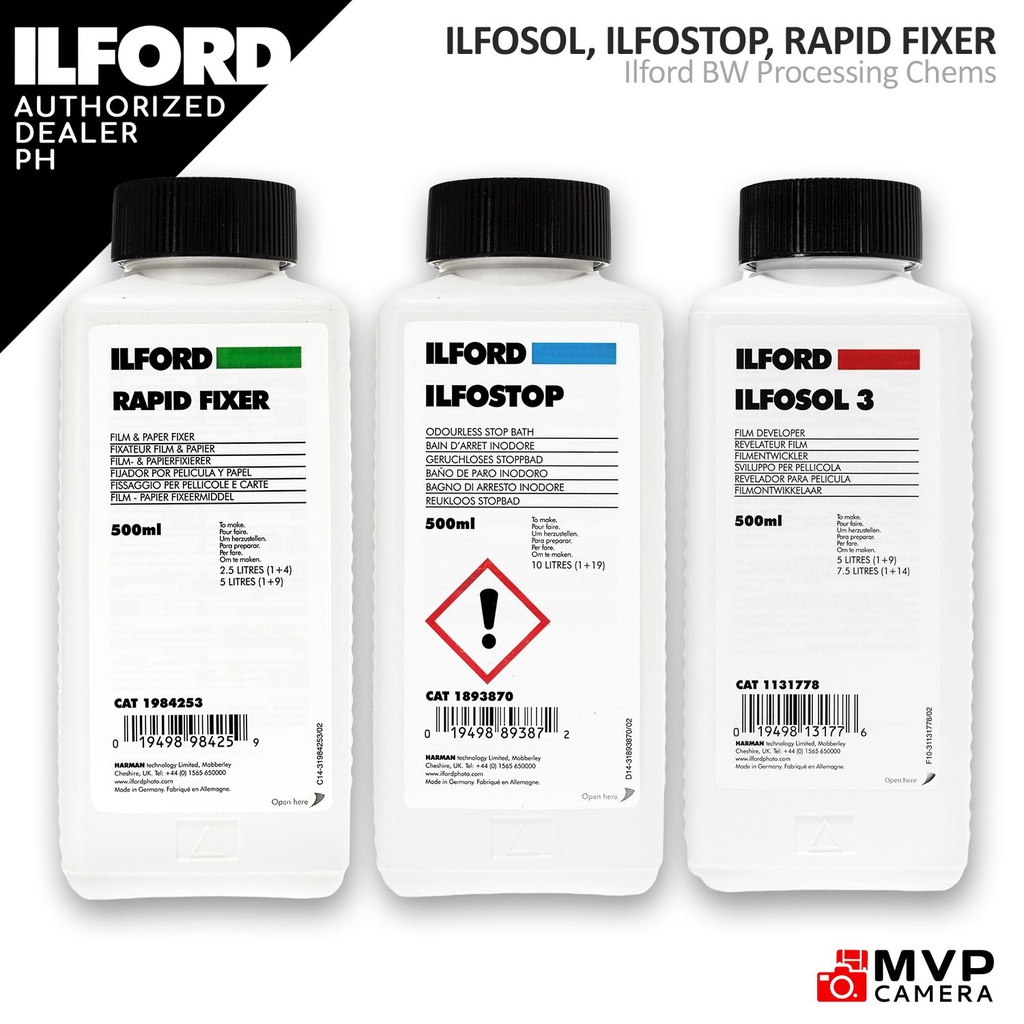 ILFORD Developing Chemicals Rapid Fixer ILFOSTOP Stop Bath ILFOSOL 3