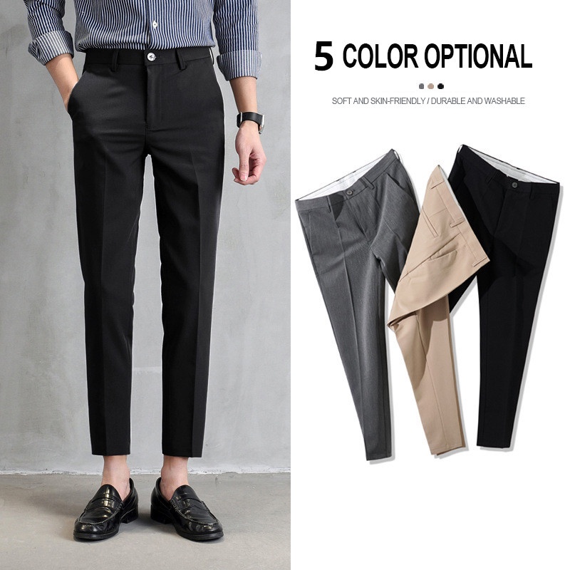 Comfortable slim high quality Korean fashion men's suit pants casual ...