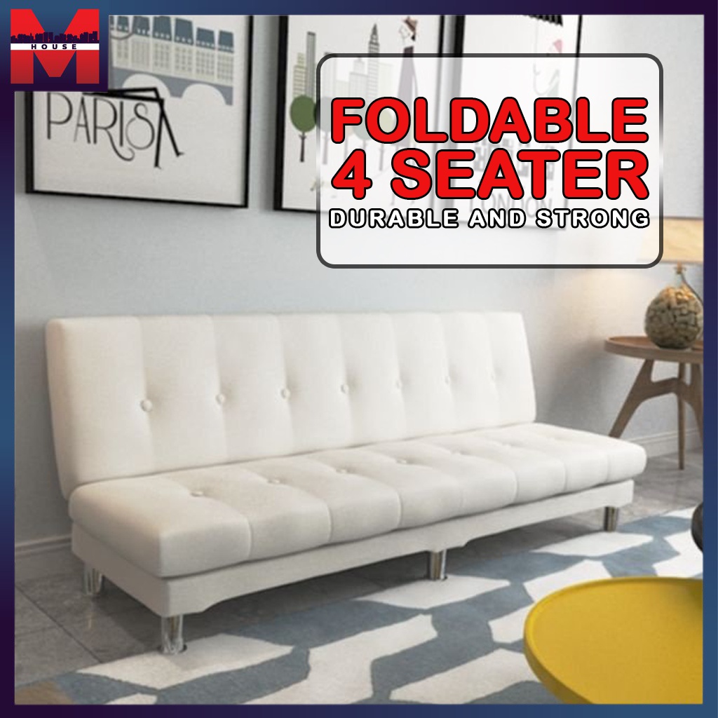 [ONHAND] New Foldable 2/3/4 Seater Sofa Bed PU Leather Cloth Luxury