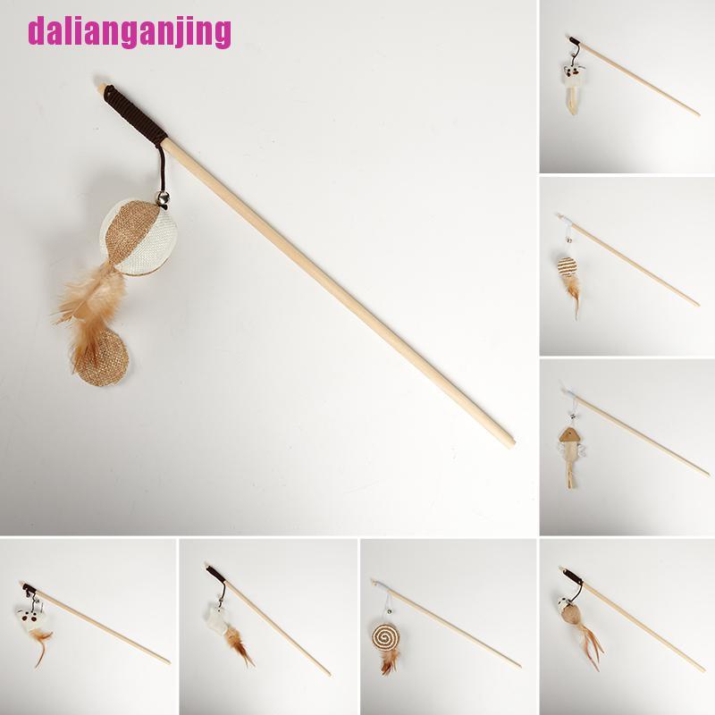 [Better] Pet Cat Teaser Feather Wood Rod Mouse Toy Bell Cat Stick Cat Interactive Toys #1