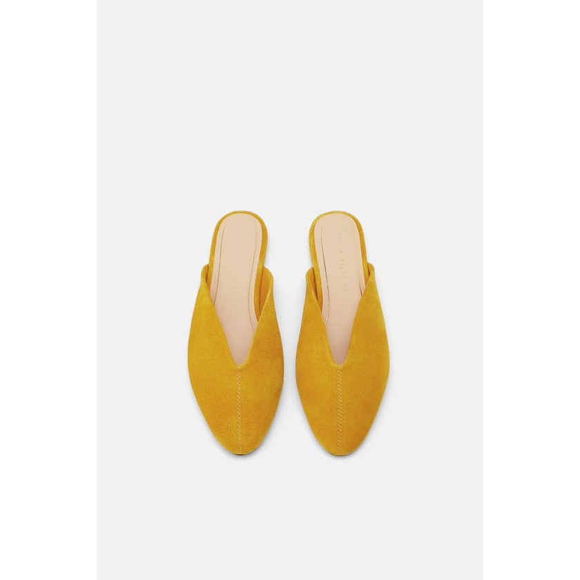 zara mustard mules