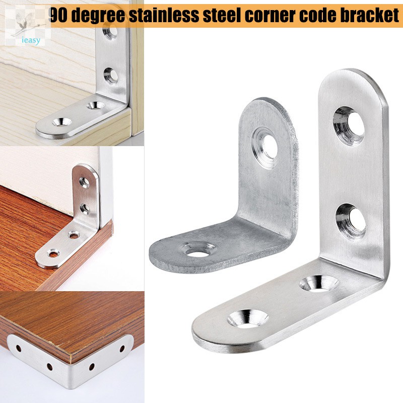 4 Pcs Stainless Steel Corner Bracket L Shape 90 Degree Joint Angle Brace for Shelves Cabinet Tables Dressers,2.5x2.5x1.5 