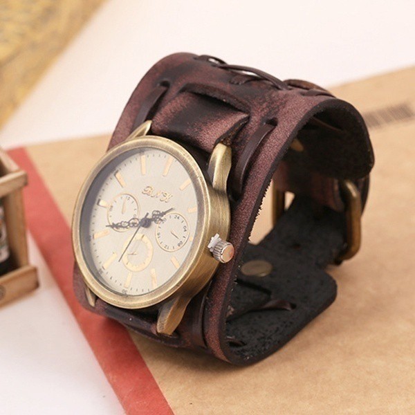 mens leather wrist watch bands