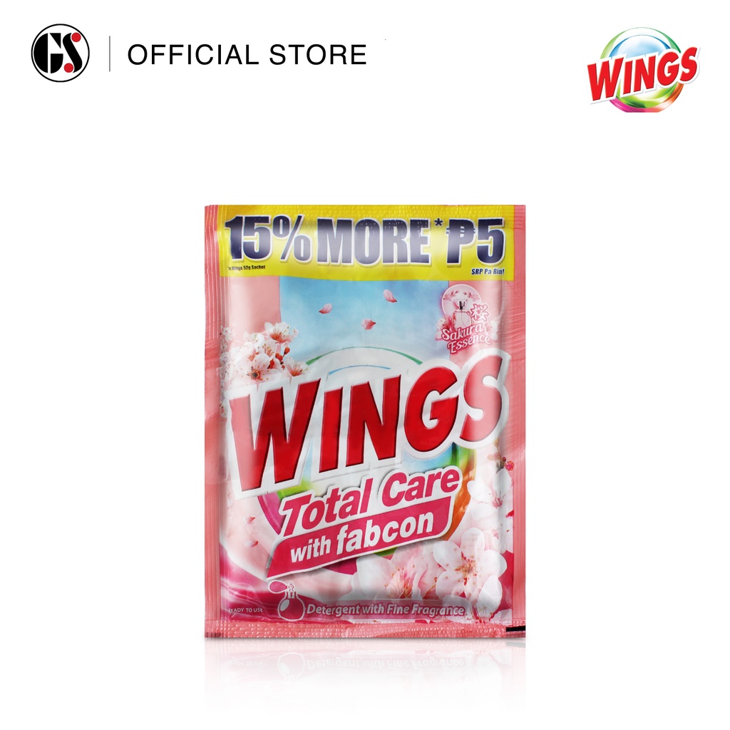 Wings Total Care w/ Fabcon Sakura Essence Powder Detergent 52g