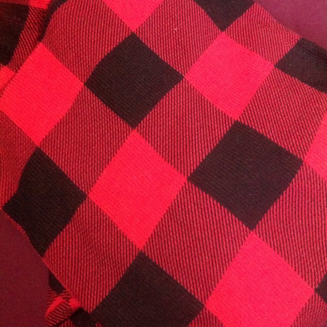 red checkered sweater