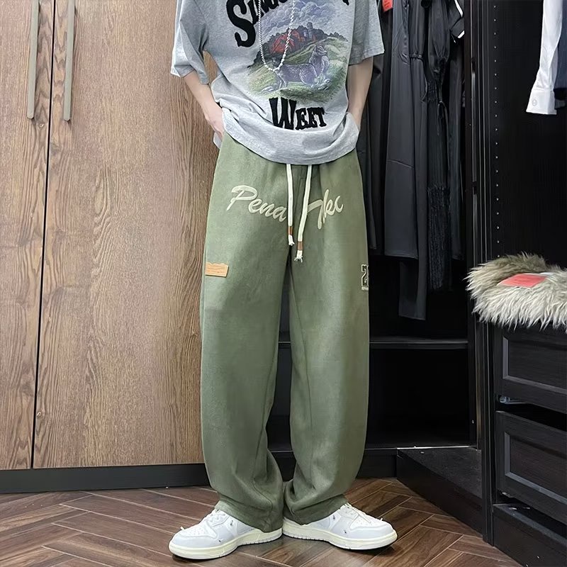 Letter Print Fashion Straight Cut Baggy Pants Hip Hop Slacks Loose ...