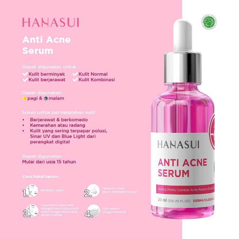 (Hanasui) Hanasui Anti Acne Serum by Jaya Mandiri / Original 100% (MT ...