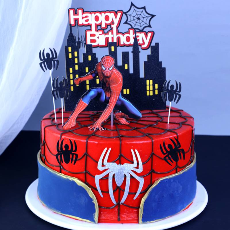 4/5pcs Spiderman Theme Happy Birthday Cake Topper Party Decoration Kids