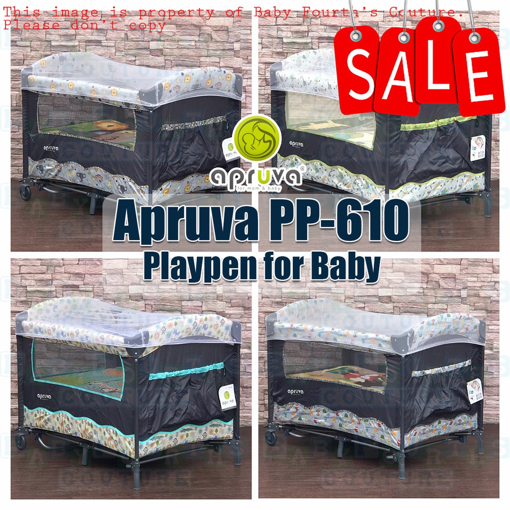 COD Apruva Playpen Crib for Baby with Mosquito Net & Rocking Feature PP