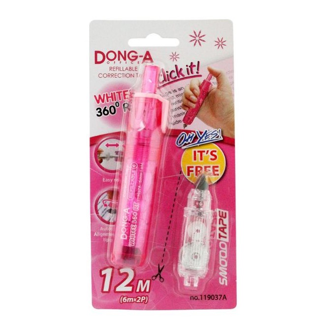 DongA Refillable Correction Tape ( Retractable ) with refill 1pc