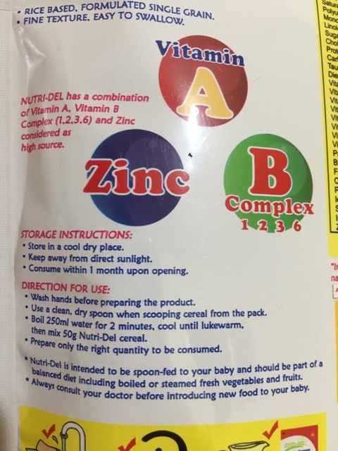 nutridel infant cereal