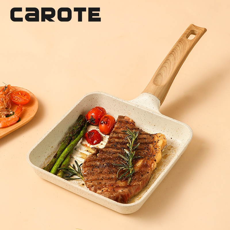 Carote Non Stick Granite Frying Pan egg Kawali Grill Steak flat Pan