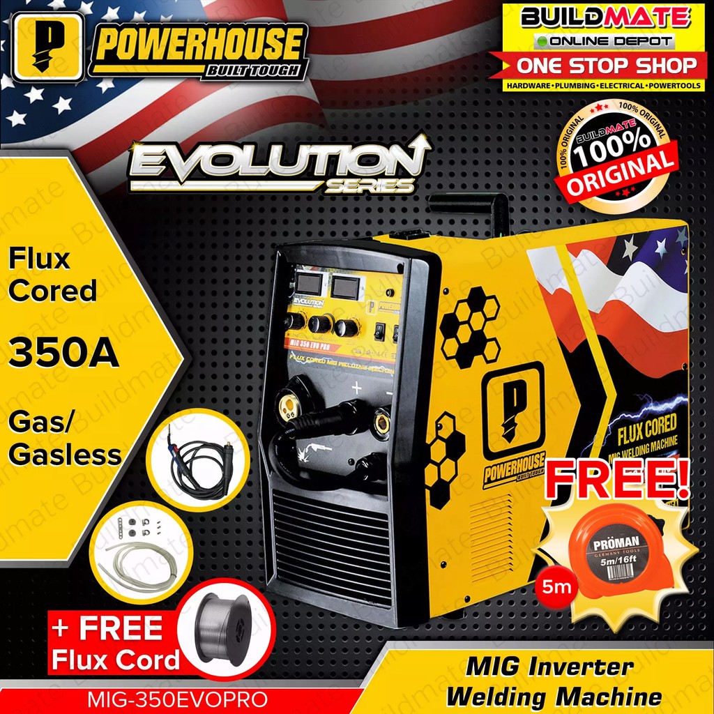 POWERHOUSE 350A MIG EVO PRO Gas / Gasless MIGWELD Flux Cord Welding