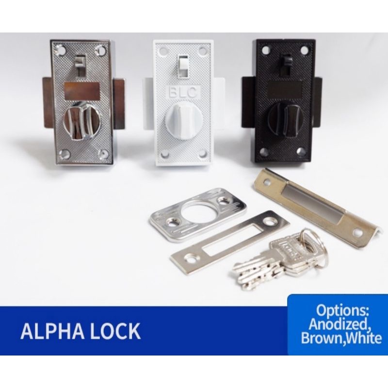 ALPHA LOCK FOR SCREEN DOOR ANY DOOR(BLACK/WHITE/SILVER) Shopee