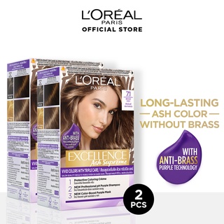 LOreal Paris Excellence Ash Supreme Haircolor 7.1 x 2 with Purple Shampoo - Hair Dye Permanent