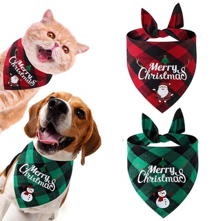 Merry Christmas Bandanas Dogs Holiday Bandanas Green Red Bandanas Dog Christmas Scarf Triangle Kerchief Bibs for Small Dogs Puppies and Cats