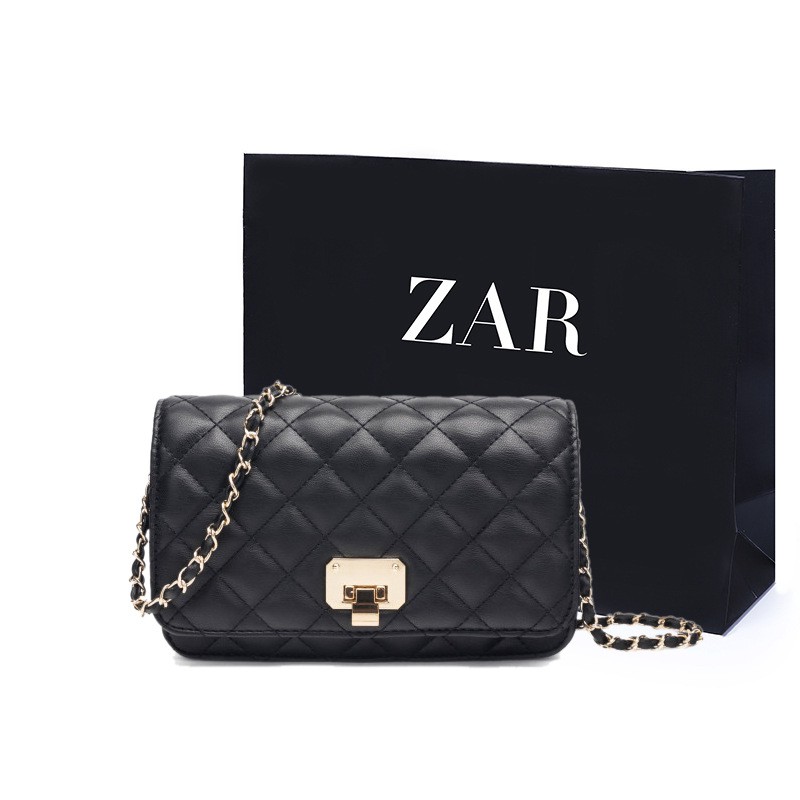 small black bag with chain