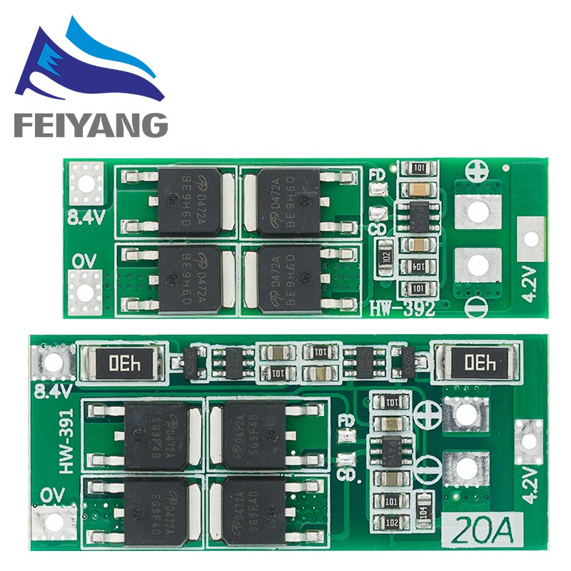 2S 20A 7.4V 8.4V 18650 Lithium battery protection board/BMS board ...
