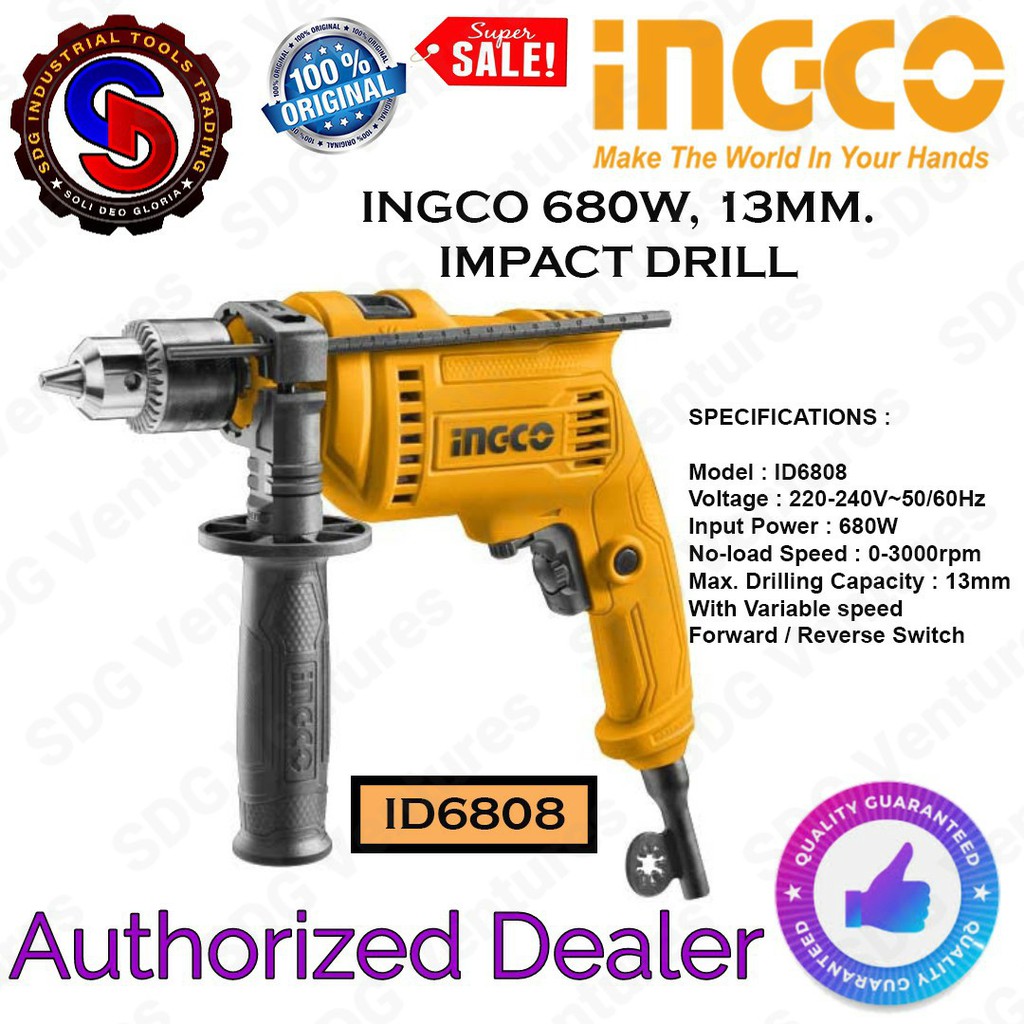INGCO 680W, 13mm. Impact Drill (ID6808 / ID68016P), (SUPER SELECT ...
