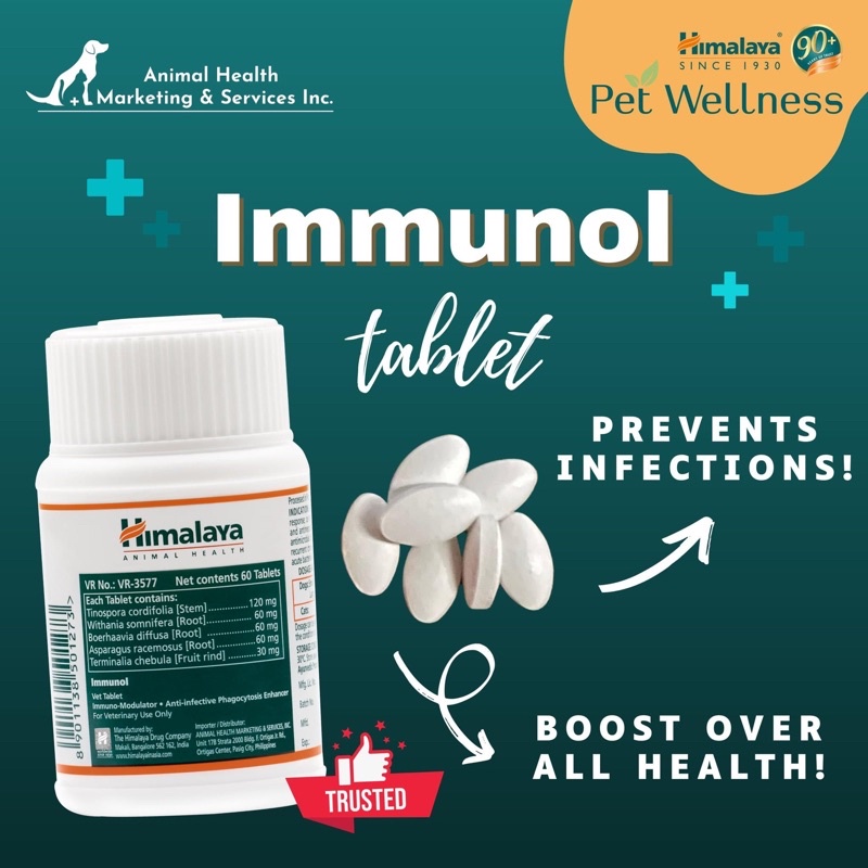 Himalaya Immunol Tablet for dogs and cats (60 tabs) | Shopee Philippines