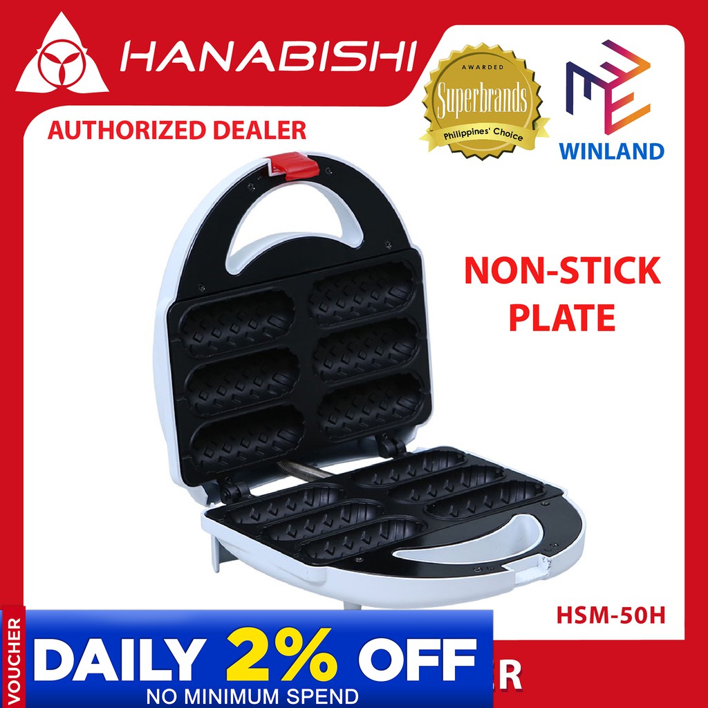 Hanabishi Original Modernized Nonstick Hotdog Waffle Maker HSM50H