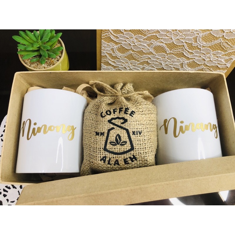 Doble mug and Coffee gift set / Ninong Ninang gift set