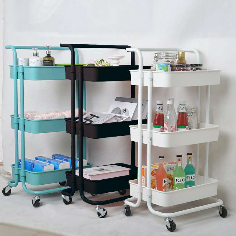 DH 3-Tier Kitchen Utility Trolley Cart Shelf Storage Rack Organizer w ...