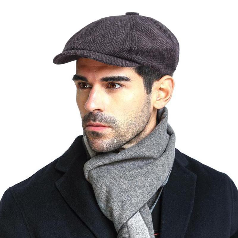 Mens Flat Cap Grey herringbone Newsboy Bakerboy Hat Gatsby | Shopee ...