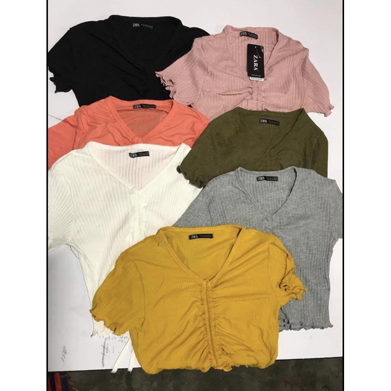 ZARA•Ladies•Gathered•Top | Shopee 