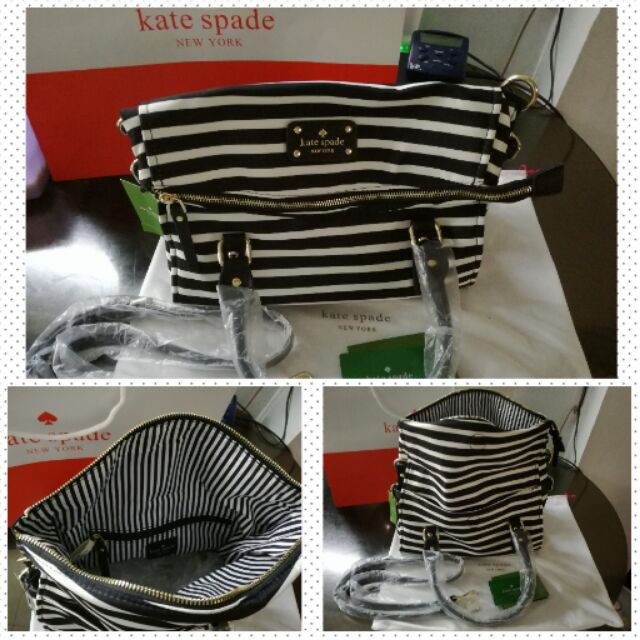 black and white striped kate spade tote