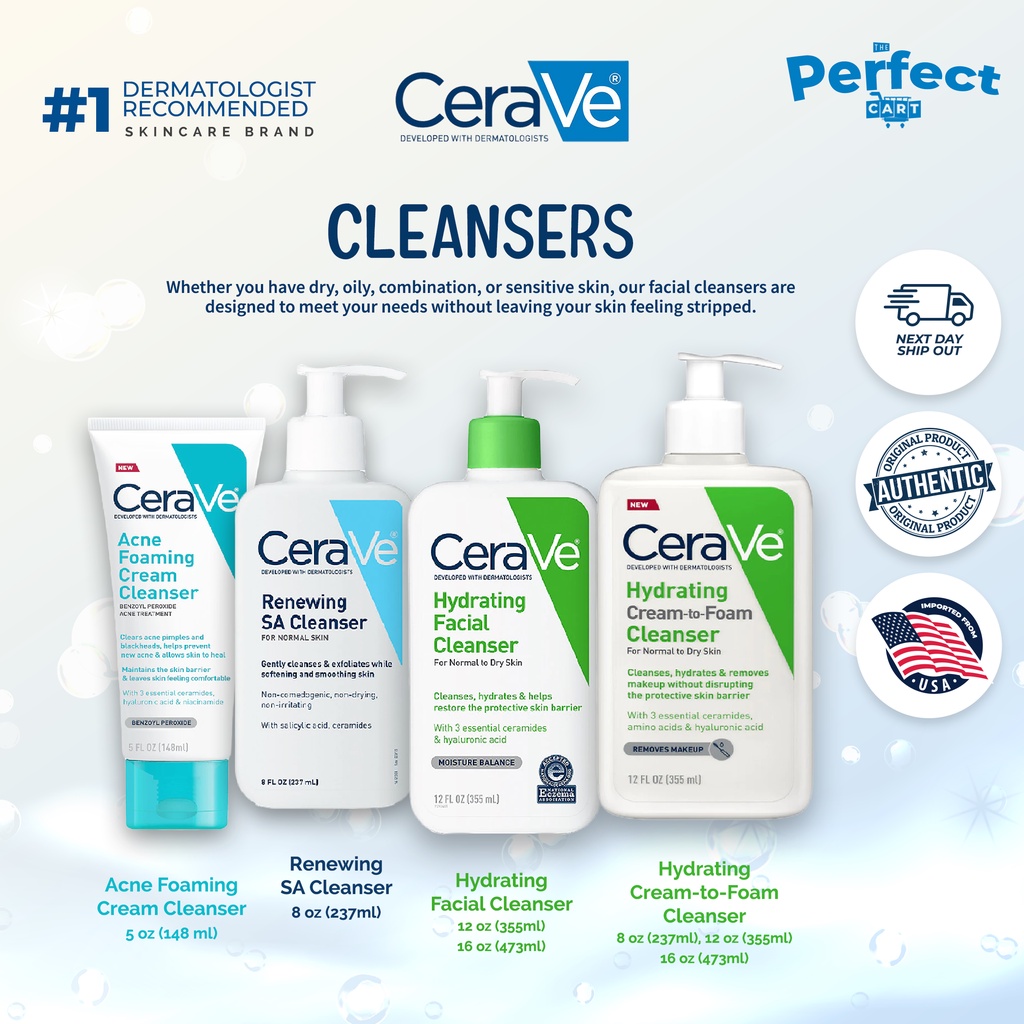 CeraVe Cleansers Acne Foaming I Salicylic Acid I Hydrating Creamto