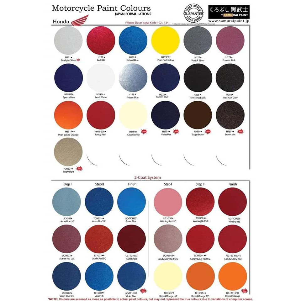 Samurai Paint Honda Color  Shopee Philippines