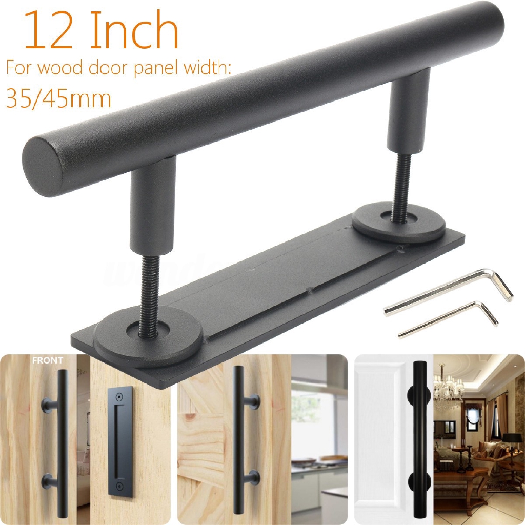 12 Black Rustic Barn Door Handle For Wood Door Panel